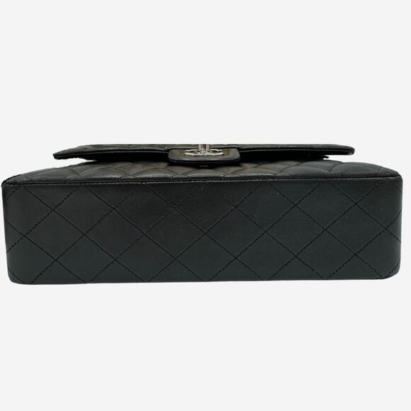 AUTHENTIC Chanel Medium Double Flap Black Lambskin w Silver Hardware from 2012 - Picture 3 of 15